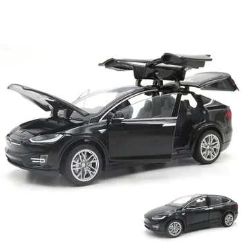 1:32 Tesla Model X Zliatiny Auto Diecast Model Hračka Vozidla Zvuk A Svetlo Vytiahnuť Späť Kovové Auto Simulácia Kolekcia Dary Deti Hračky