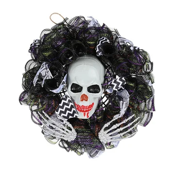 1 Kus Halloween Lebky Veniec Dverí Visí Ghost Festival Klaun Maska Plast+Textílie Stene Visí Grim Lebky