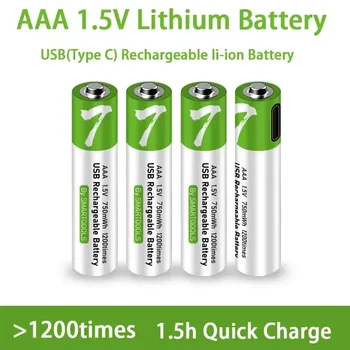 100% Vysoká kapacita 1,5 V AAA 750mWh USB nabíjateľné li-ion batérie pre Diaľkové ovládanie bezdrôtovej myši hračka + Kábel