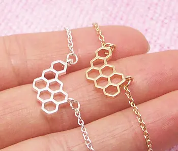 10PCS Plástikový Med Včelí Úľ Náramok Roztomilý Úli Honeycomb Náramky Minimalistický Geometrické Línie Otvoriť Hexagon Reťazca Náramky