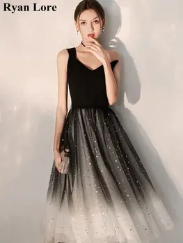 2020 Flitrami Black Gradient Prom Šaty, Elegantné Koktejlové Šaty Bez Rukávov Ženy Strany Noc Formálne Vestidos Maturitné Šaty