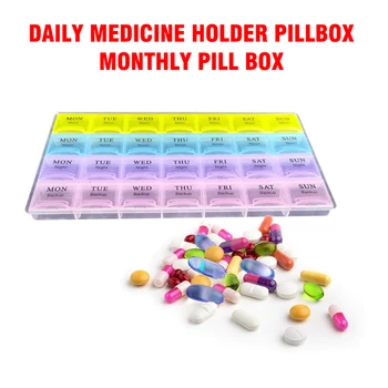 28 Štvorcov Denne Medicíny Držiteľ Pillbox Mesačné Pilulku Box Organizátor Dávkovač Medicíny Úložný Kontajner Prípade