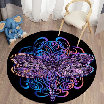 3D animovaný Dragonfly kolo koberce, rohože obývacia izba koberec izba dekor Jogy meditácie mat Piknik yoga mat mat mat modlitba