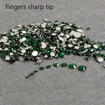 400pcs SS6-SS30 Zmiešané Veľkosť očarujúce krásne Tmavo zelená 14 aspekt kolo diamond šumivé akrylové nechty umenie dekorácie N19