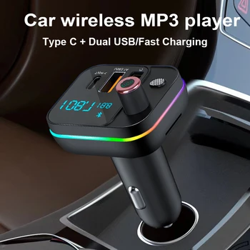 Auto FM Modulátor Bezdrôtová 5.0 USB 3.1 Typ-C Rýchlo Nabíjačka, Auto Rádio, Mp3 Prehrávač Hudby Hands-Free Car Kit