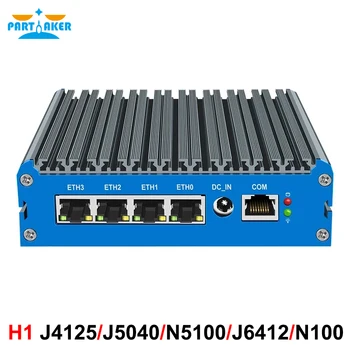 Bez ventilátorov Mini PC 4 Intel 2,5 G LAN Celeron J4125 J5040 N5100 J6412 N100 Mini Routeru Servera ESXI HD-MI pfSense Firewall Spotrebič