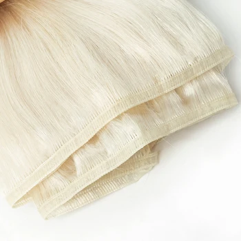 Blondínka Ploché Hodváb Útku predlžovanie Vlasov Ľudské Vlasy Šiť v Útku Zväzky Stroj Vyrobený Remy Hodvábne Rovné Weaves Šitie Rozšírenia