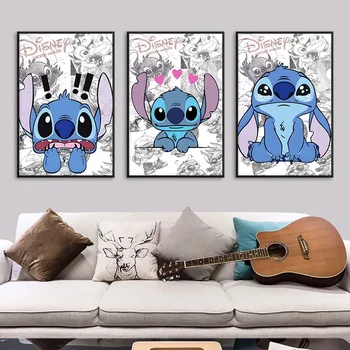Disney Karikatúry Lilo a Stitch Plagát Plátno na Maľovanie na Stenu Umenie Moderné Roztomilé Obrázky Obývacie Miestnosti, Deti Nástenné Dekorácie, Darčeky