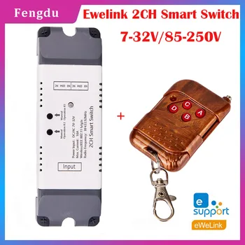 Ewelink Smart Wifi relé 2 DC 7V - 32V RF bezdrôtový prepínač 433mhz diaľkové ovládanie modulu inching self-locking interlock