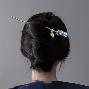 Francúzsky Jednoduché Starobylé Retro Kvet Elegantné Rose Vlasy Stick Kórejský Štýl Vlasy Vidlica Pokrývku Hlavy Ženy, Vlásenky