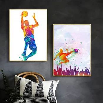 Futbal, Basketbal, Akvarel DIY Plagát Kraft Papier Vintage Plagát na Stenu Umenie Maľba Štúdia Nálepky Veľké Szie Nástenné Maľby