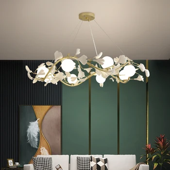 Ginkgo Leaf Luster Lampa v Obývacej Izbe Jednoduché, Elegantné, Ľahké Luxusnej Reštaurácii Spálňa Svetlo Umelecký, Kreatívny Dizajnér
