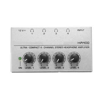 HA400 4 Kanál Ultra-kompaktné Slúchadlá Audio Stereo Zosilňovač Microamp Zosilňovač EÚ Adaptér