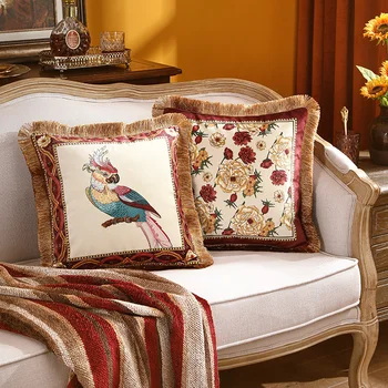 Home Decor Vankúš Dekoračné Obliečky Na Vankúš Umelecké Strapec Moderné Luxusné Papagáj Flóry Mäkkého Zamatu Pohovka Kreslo Posteľná Bielizeň