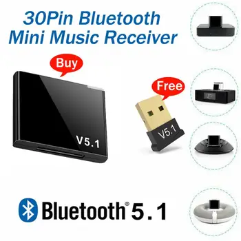 I-WAVE 30-pin Bluetooth Audio 5.1 Prijímač A2DP Mini Hudby Bezdrôtový Adaptér Prenosný 30-pin Konektor Analógového Reproduktor Pre IPhone, IPod