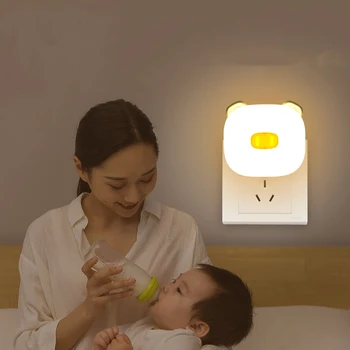 LED Plug Nočné Svetlo Deti, Nočné Lampy Sieťovej Zásuvky Lampa EÚ Plug Nočné Svetlo Teplé Biele Svetlo, Spálňa, Ľahké Domáce Dekorácie