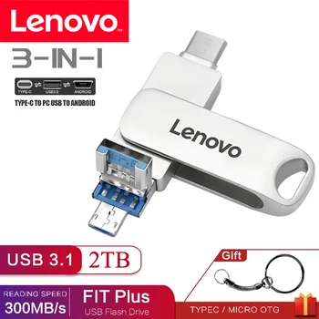 Lenovo 2TB 3 V 1, USB 3.0 Flash Disk 1 TB 512 gb diskom 256 GB Kovové Pero Disk 128 GB 64 GB Typ c Flash Disk Nepremokavé Pamäťový kľúč USB