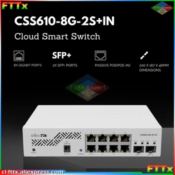 MikroTik CSS610-8G-2S+V Ôsmich 1G Ethernet porty a dve SFP+ porty pre 10G vlákniny pripojenie Inteligentných Managed Switch
