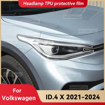 Pre Volkswagen ID.4 X 2021-2024 Auto Svetlometu Transparentné TPU Ochranný Kryt Film Predné Svetlo Odtieň Zmeniť Farbu Nálepky