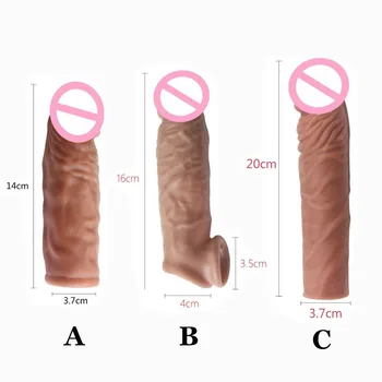 Realistický Penis Rozšírenie Kohút Rukáv Opakovane Silikónové Penis Zväčšovacieho Prístroja Odkladu Kondómy Pre Mužov Dildo Enhancer, Sexuálne Hračky