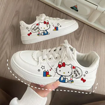 Sanrio Hello Kitty Veci Jk Kórejská Verzia Dievča Tenisky Biele Topánky Letné Nová Priedušná Voľný Čas Univerzálny Trend Študent
