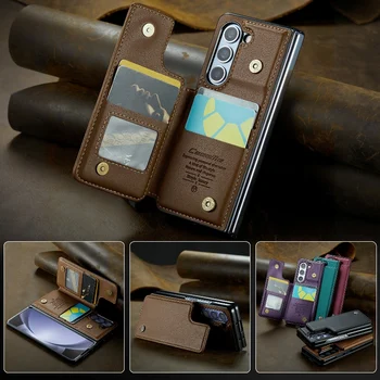Solid Farba Kože Telefón Puzdro Pre Samsung Galaxy Z Násobne 5 Z Fold4 Z Zložiť 3 Magnetické Flip Prípade Peňaženky Karty Kryt Telefónu