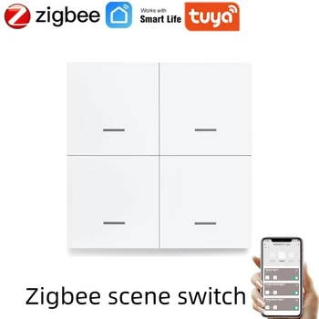 Tuya Smart Zigbee 4 Gang Scény Prepínač Tlačidlo Bezdrôtové 12 Scény Prepínač, Regulátor Smart Home Automation Scenár pre Tuya Zariadenia