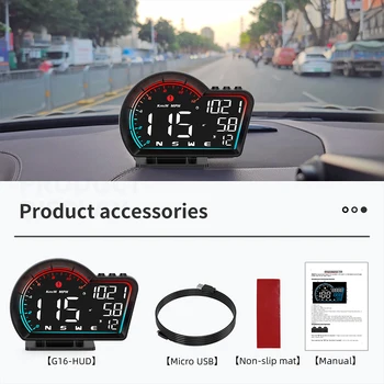 Univerzálny HUD Smart Digitálny Merač Auta Gps Tachometer g16, ansel Auto Head-up Display 9 Druhov Rozhranie s prekročenie Rýchlosti Upozornenie
