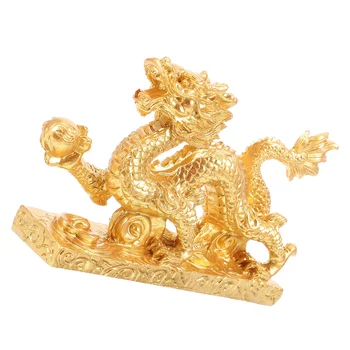 Vintage Dragon Ornament Ploche Simulácia Čínsky Drak Dekor Živice Dragon Zlatá Farba Nový Rok Darčeky