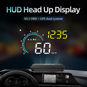 WYOBD M12 OBD HUD Auta GPS Digitálny Rýchlomer Projektor Auto Spotrebu Paliva, Head-up Display Projekcie sa Hodí pre Všetky Autá