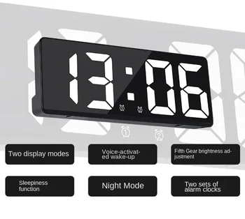 Zrkadlo Teplota Spálne Displej Multifunkčný Anti-rušiť Nočný LED Displej Budík Digitálny Dátum Veľké