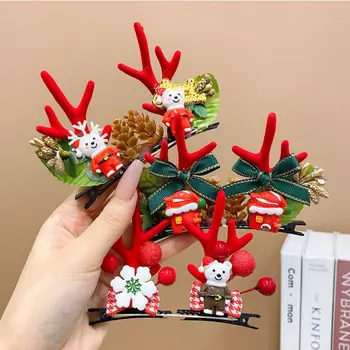 Šťastné A Veselé Vianoce, Výzdoba, Vianočné Vlásenky Santa Claus Bowknot Luxusné Vlasy Clip Medveď Kórejský Vlasy Príslušenstvo Vianočné Hat Headabnd