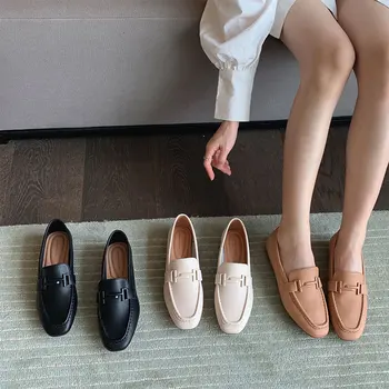 Ženy Nového Bytu Mokasíny kórejský Modálne Lenivý Slip-on Soft-soled Lodné Topánky