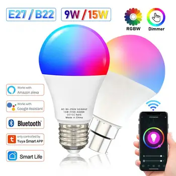 15W TUYA Smart WiFi E27/B22 RGBCW LED Žiarovky Stmievateľné Čarovná Lampa Smartlife APLIKÁCIE Hlasové Ovládanie Alexa Domovská stránka Google Yandex Alice