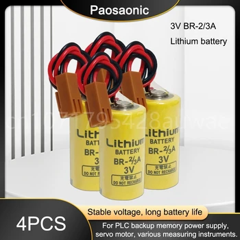 4PCS BR-2/3A, 3V 1600mAh Výmena Batérie PLC Lítium-iónová batéria Li-ion Batéria Servo Batérie pre Ammeter PLC Server s Plug