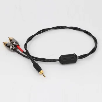 Hi-end AUX Kábel 3,5 mm Jack na 2RCA Muž Splitter Wire Audio HIFI TRRS Vyvážené pre TV, PC Zosilňovač pre Domáce Kino DVD Reproduktor