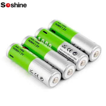 Soshine 4PC AA 1000mAh Nabíjateľné Batérie NIMH 1.2 V, Nízke samovybíjanie Batéria pre Kamery, Diaľkové Ovládanie, Myš, MP3/MP4 Prehrávač